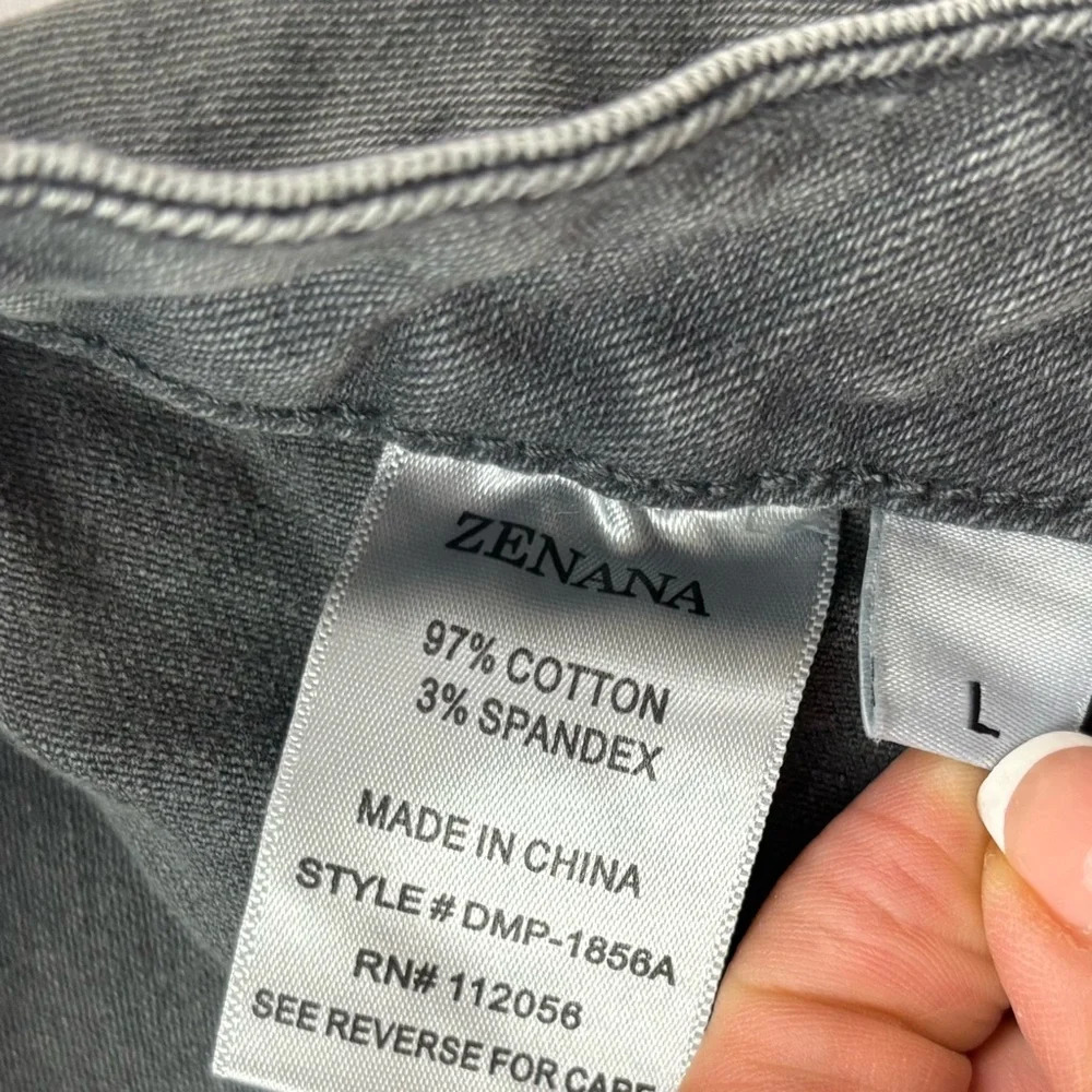 NWT Zenana Azriel High Rise Straight Leg Flat Front Raw Hem Ankle Jeans Size L - Picture 16 of 16